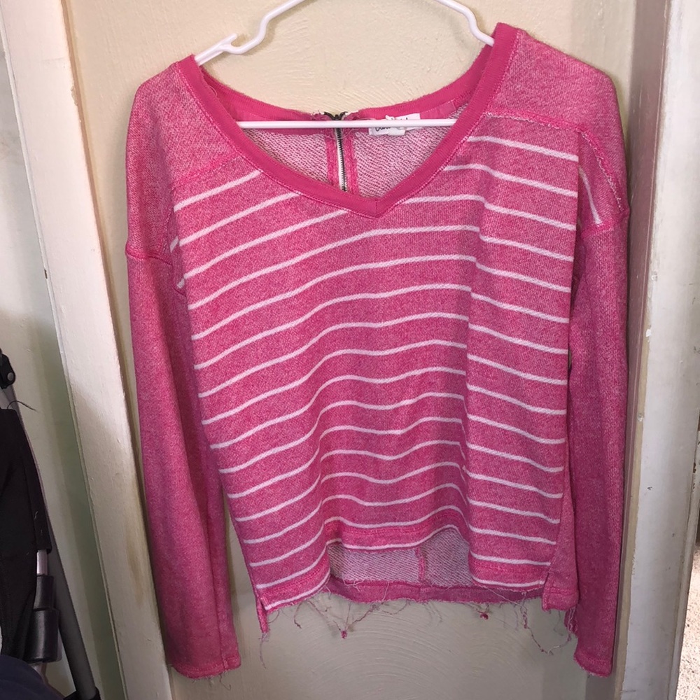 Striped V neck long sleeve